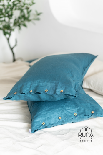 Vỏ Gối Linen premium màu Prussian Blue