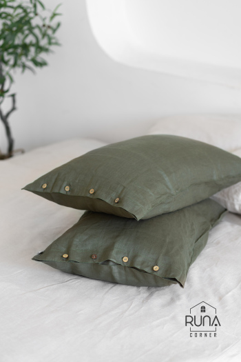 Vỏ Gối Linen premium màu Midnight Green