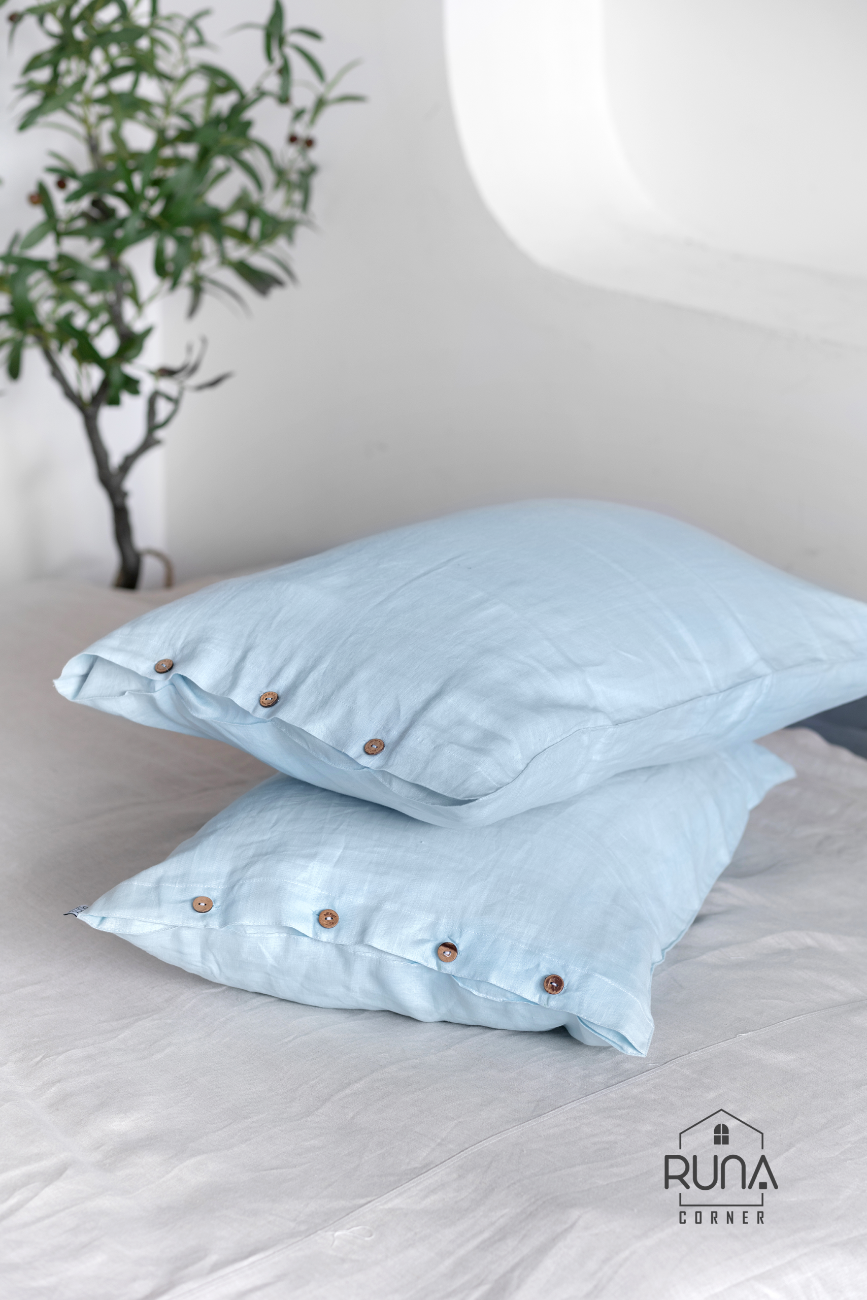 Vỏ Gối Linen premium màu Sky Blue 1 Vỏ Gối Linen premium màu Sky Blue