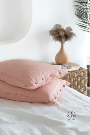 Vỏ Gối Linen premium màu Dusty Pink vỏ gối lanh cao cấp vỏ gối vải tự nhiên dùng được cho kích thước 45x65 hoặc 50x70
