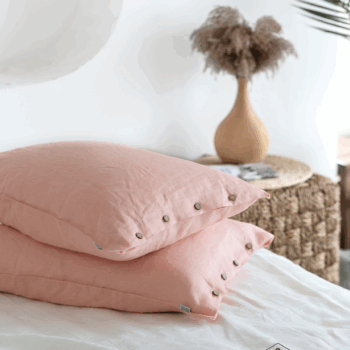 Vỏ Gối Linen premium màu Dusty Pink vỏ gối lanh cao cấp vỏ gối vải tự nhiên dùng được cho kích thước 45x65 hoặc 50x70