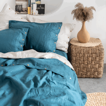 Bộ chăn ga gối Linen Premium màu Prussian Blue