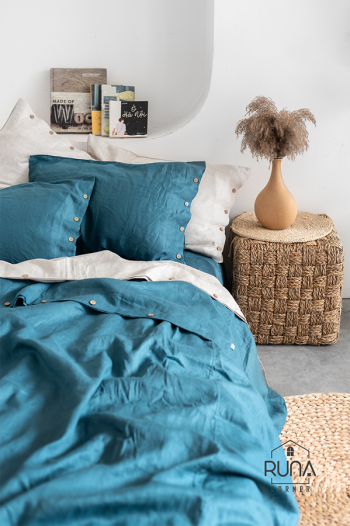 Bộ chăn ga gối Linen Premium màu Prussian Blue