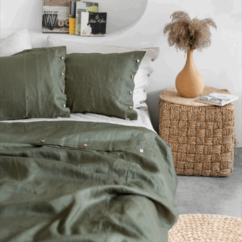 Bộ chăn ga gối Linen Premium màu Midnight Green