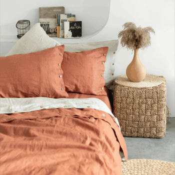 Bộ chăn ga gối Linen Premium màu Rusty & Natural