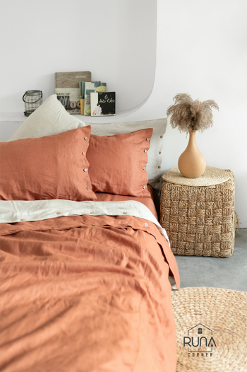 Bộ chăn ga gối Linen Premium màu Rusty & Natural