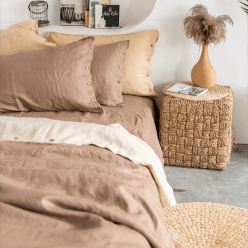 Bộ chăn ga gối Linen Premium màu Beige & Brown