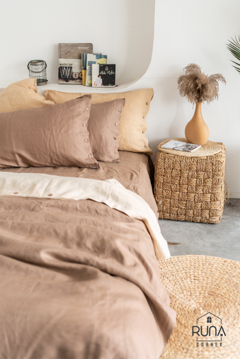 Bộ chăn ga gối Linen Premium màu Beige & Brown