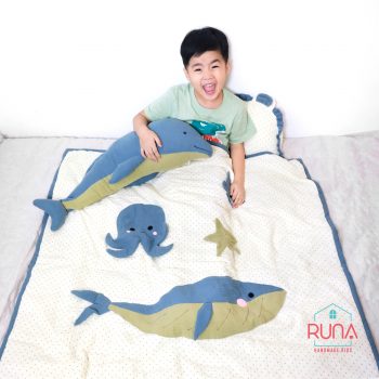 Set 2 món gối chăn xô muslin cho bé Seababy