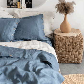 Bộ chăn ga gối Linen Premium màu Steel Blue