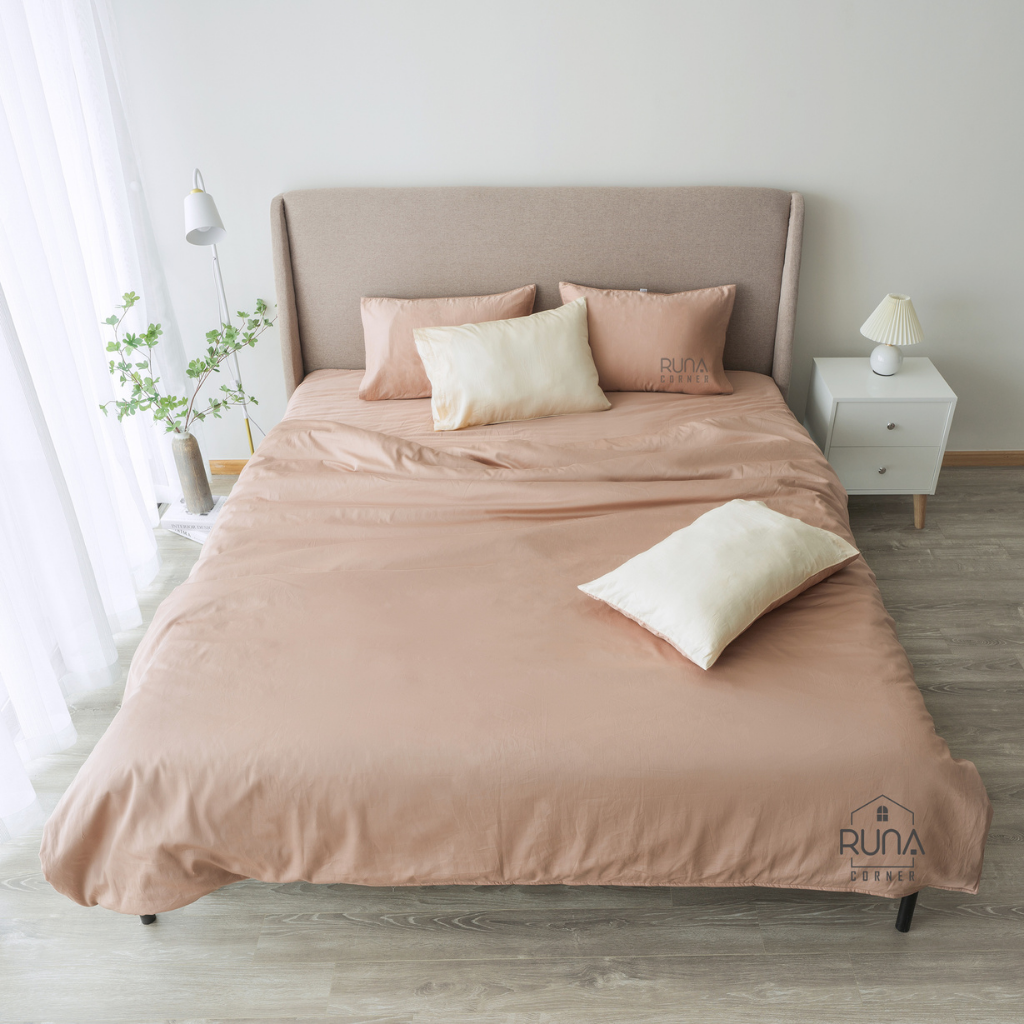 Bộ chăn ga gối Satin 4 món màu Wheat 1 Bộ chăn ga gối Satin 4 món màu Wheat