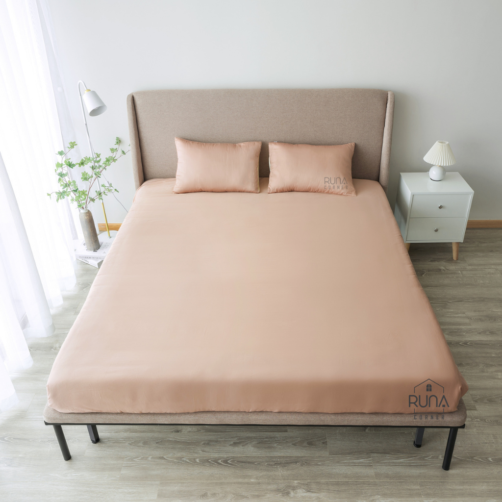 Bộ chăn ga gối Satin 4 món màu Wheat 2 Bộ chăn ga gối Satin 4 món màu Wheat - Ảnh 2