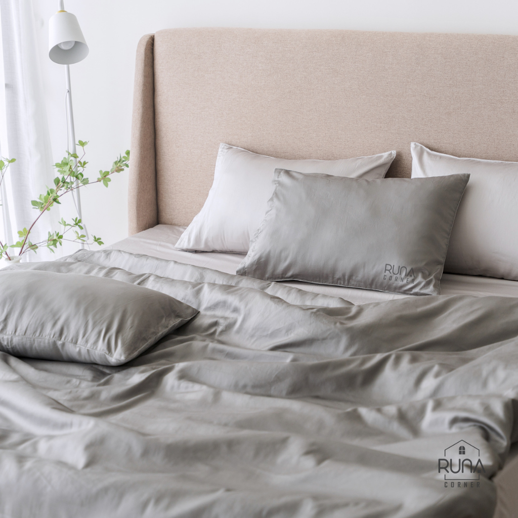 Bộ chăn ga gối Satin 4 món màu Dim Gray 3 Bộ chăn ga gối Satin 4 món màu Dim Gray - Ảnh 3