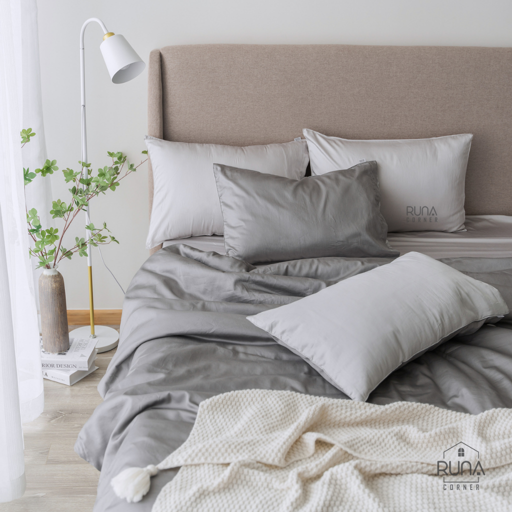Bộ chăn ga gối Satin 4 món màu Dim Gray 4 Bộ chăn ga gối Satin 4 món màu Dim Gray - Ảnh 4