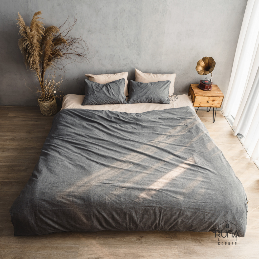 Bộ chăn ga gối Washed Cotton 4 món màu Brown