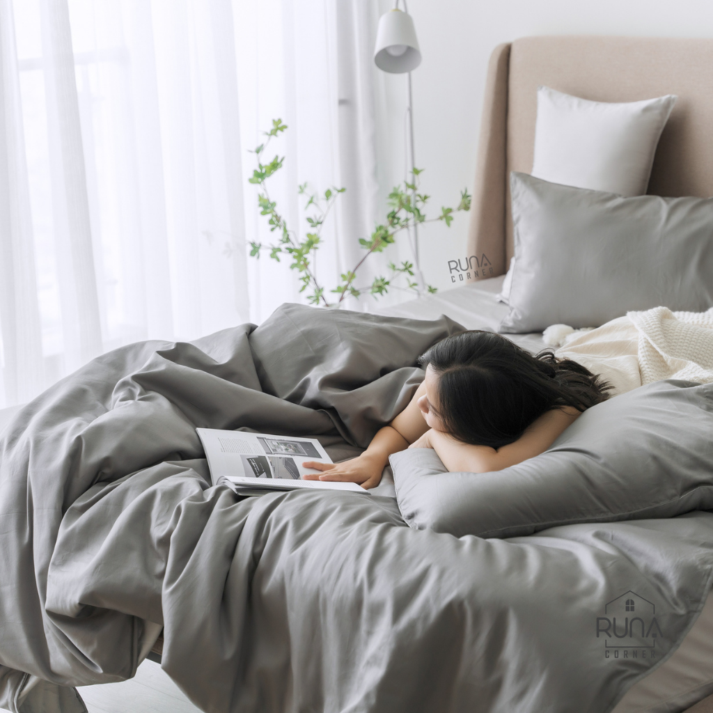 Bộ chăn ga gối Satin 4 món màu Dim Gray 6 Bộ chăn ga gối Satin 4 món màu Dim Gray - Ảnh 6