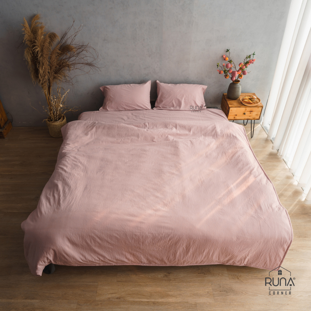 Bộ chăn ga gối Washed Cotton 4 món màu Dusty Pink 7 Bộ chăn ga gối Washed Cotton 4 món màu Dusty Pink - Ảnh 7
