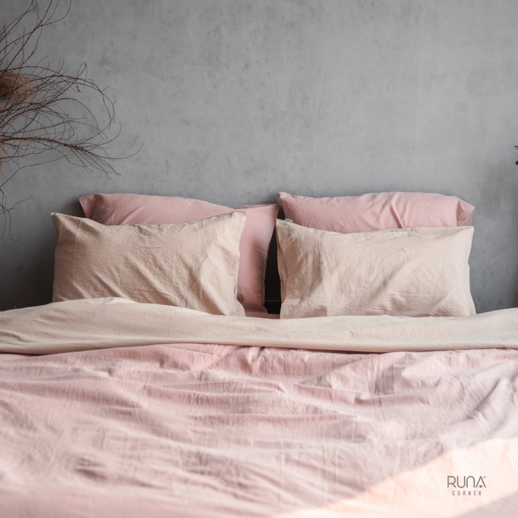 Bộ chăn ga gối Washed Cotton 4 món màu Dusty Pink 6 Bộ chăn ga gối Washed Cotton 4 món màu Dusty Pink - Ảnh 6