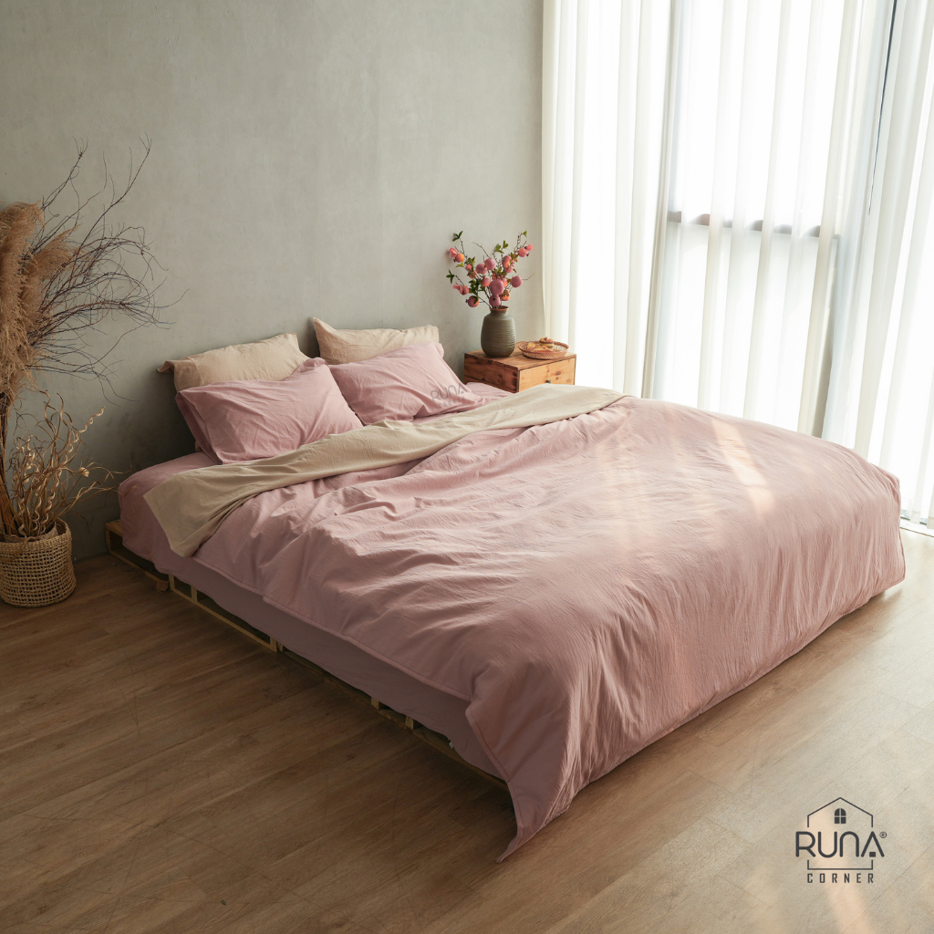 Bộ chăn ga gối Washed Cotton 4 món màu Dusty Pink 5 Bộ chăn ga gối Washed Cotton 4 món màu Dusty Pink - Ảnh 5