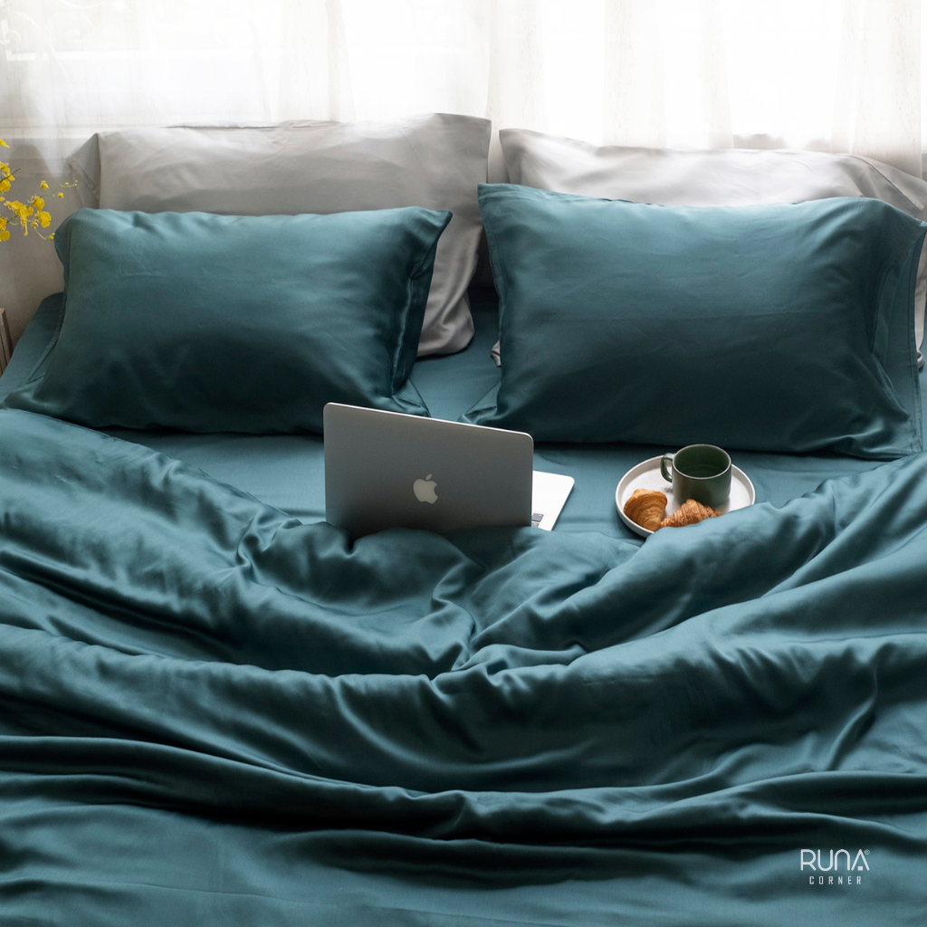 Bộ chăn ga gối Tencel 4 món màu Mallard Green 2 Bộ chăn ga gối Tencel 4 món màu Mallard Green