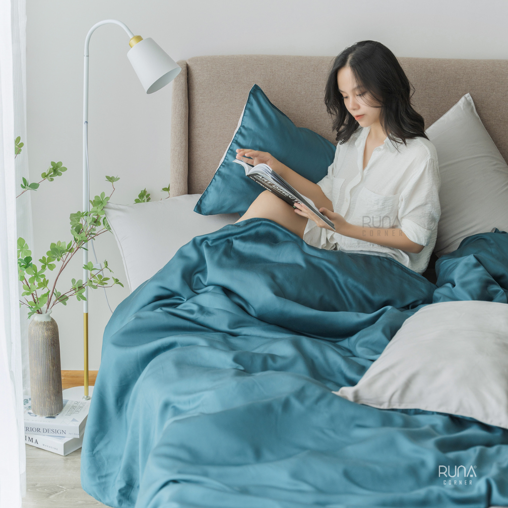 Bộ chăn ga gối Tencel 4 món màu Mallard Green 3 Bộ chăn ga gối Tencel 4 món màu Mallard Green - Ảnh 3