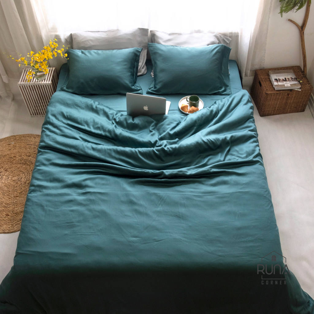 Bộ chăn ga gối Tencel 4 món màu Mallard Green 5 Bộ chăn ga gối Tencel 4 món màu Mallard Green - Ảnh 5