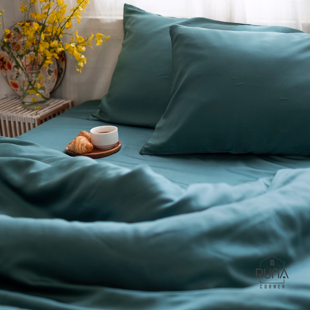 Bộ chăn ga gối Tencel 4 món màu Mallard Green 9 Bộ chăn ga gối Tencel 4 món màu Mallard Green - Ảnh 9