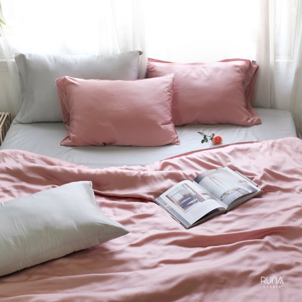 Bộ chăn ga gối Tencel 4 món màu Crepe Pink
