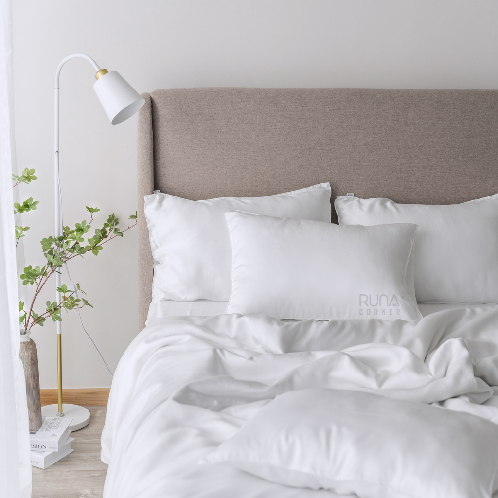 Bộ chăn ga gối Tencel 4 món màu Off White 3 Bộ chăn ga gối Tencel 4 món màu Off White - Ảnh 3