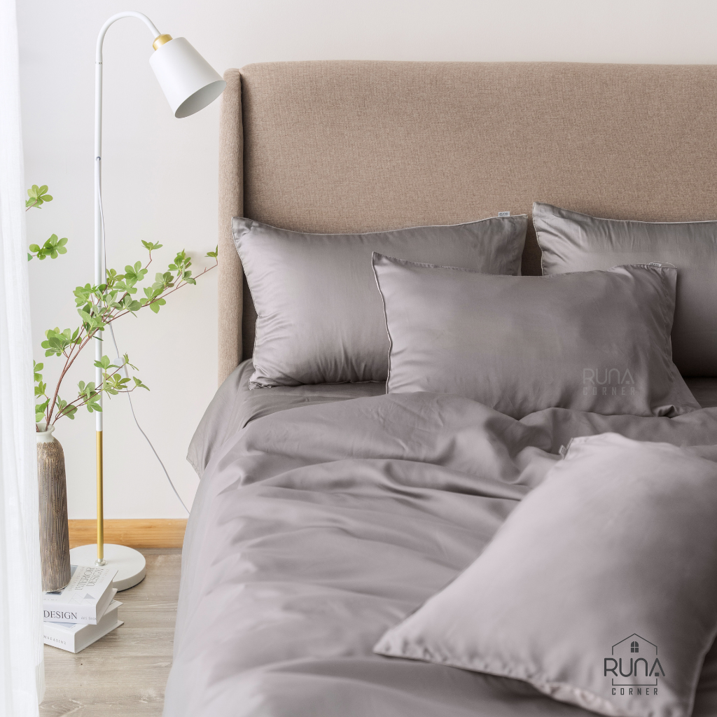 Bộ chăn ga gối Tencel 4 món màu Dark Gray 2 Bộ chăn ga gối Tencel 4 món màu Dark Gray - Ảnh 2