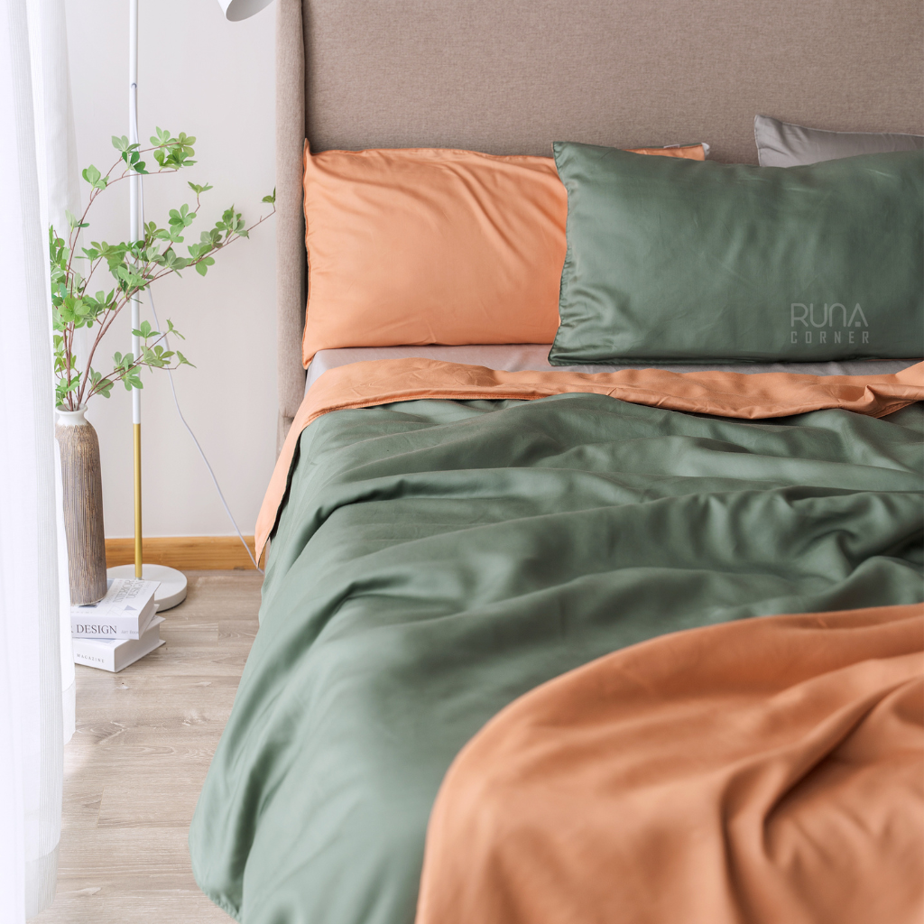 Bộ chăn ga gối Tencel 4 món màu Olive Green 4 Bộ chăn ga gối Tencel 4 món màu Olive Green - Ảnh 4