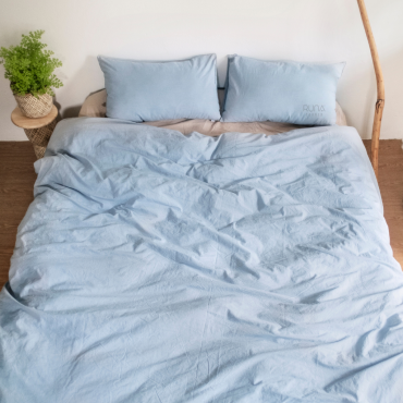 Bộ chăn ga gối Washed Cotton 4 món màu Sky Blue