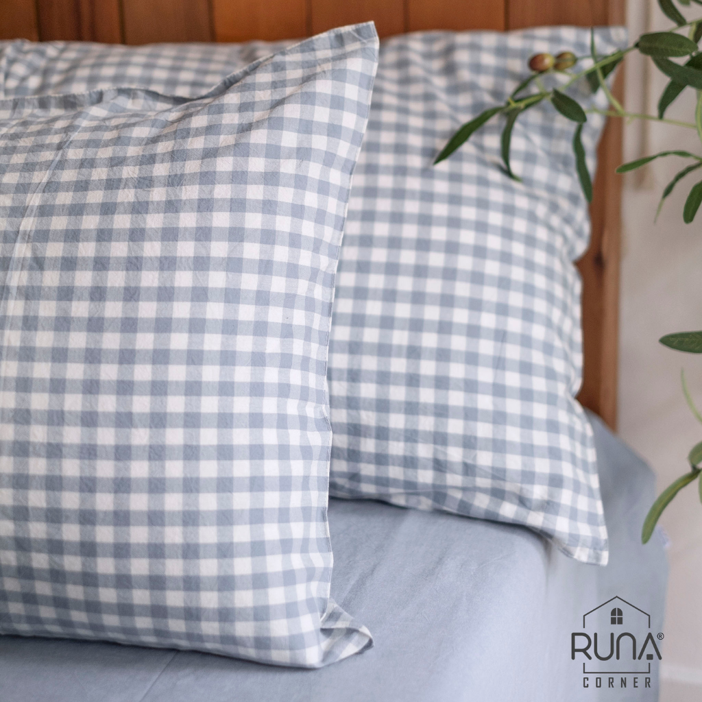 Bộ chăn ga gối Washed Cotton 4 món màu Sky Gingham 8 Bộ chăn ga gối Washed Cotton 4 món màu Sky Gingham - Ảnh 8