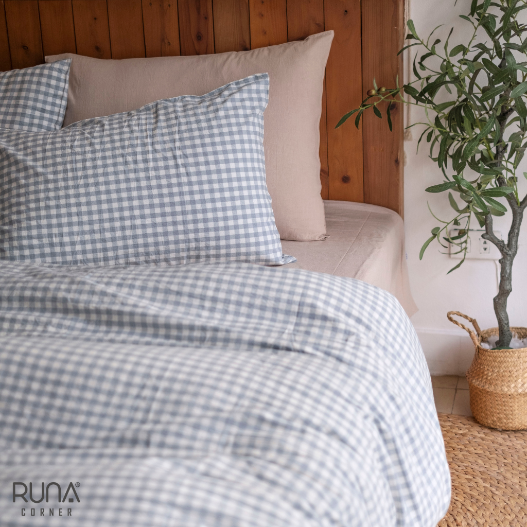 Bộ chăn ga gối Washed Cotton 4 món màu Sky Gingham 7 Bộ chăn ga gối Washed Cotton 4 món màu Sky Gingham - Ảnh 7