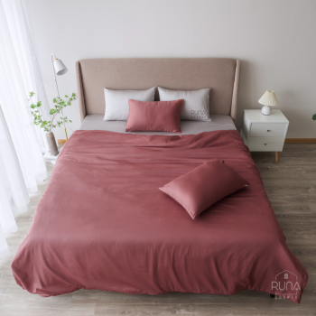 Bộ chăn ga gối Satin 4 món màu Light Coral