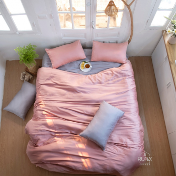 Bộ chăn ga gối Satin 4 món màu Crepe Pink