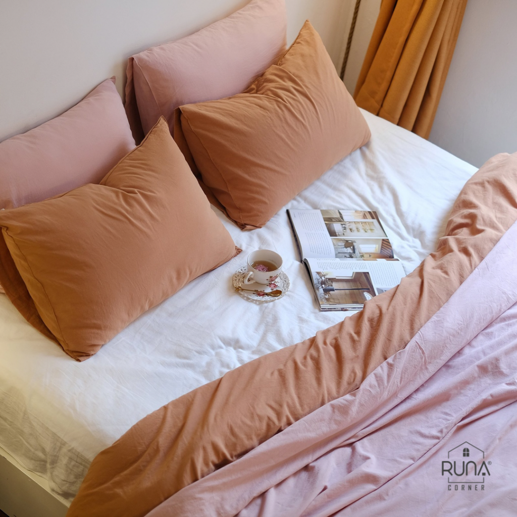 Bộ chăn ga gối Washed Cotton 4 món màu Rusty 4 Bộ chăn ga gối Washed Cotton 4 món màu Rusty - Ảnh 4