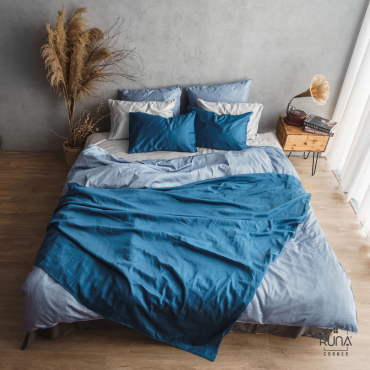 Bộ chăn ga gối Satin 4 món màu Prussian Blue