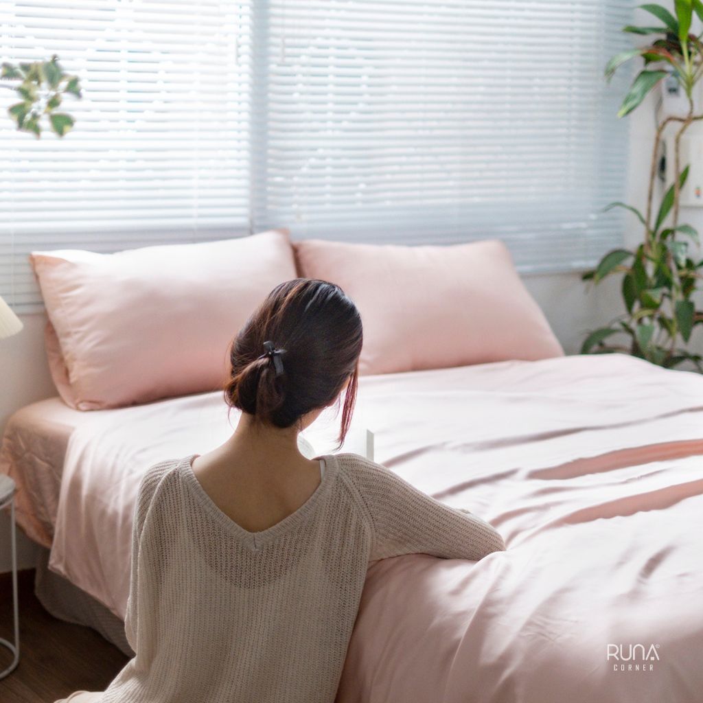 Bộ chăn ga gối Bamboo 4 món màu Crepe Pink 4 Bộ chăn ga gối Bamboo 4 món màu Crepe Pink - Ảnh 4