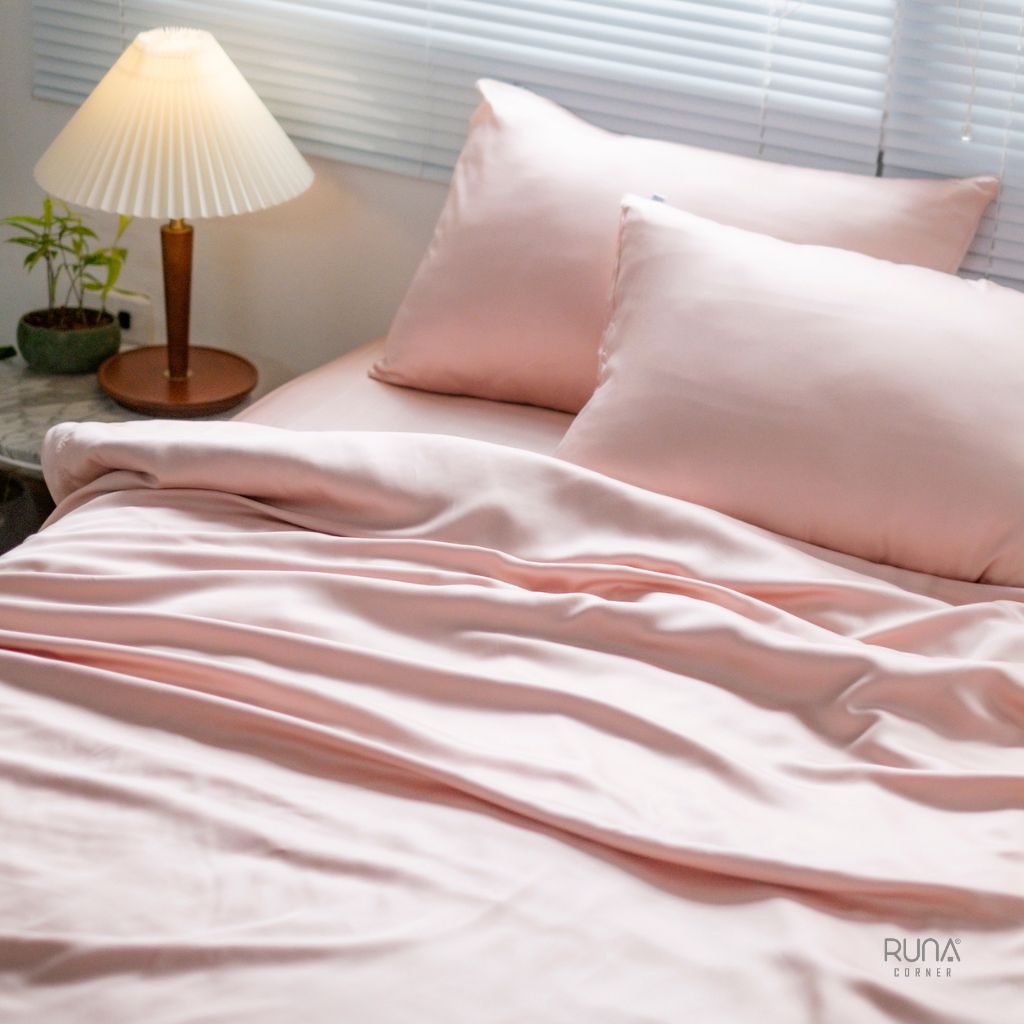 Bộ chăn ga gối Bamboo 4 món màu Crepe Pink 2 Bộ chăn ga gối Bamboo 4 món màu Crepe Pink - Ảnh 2