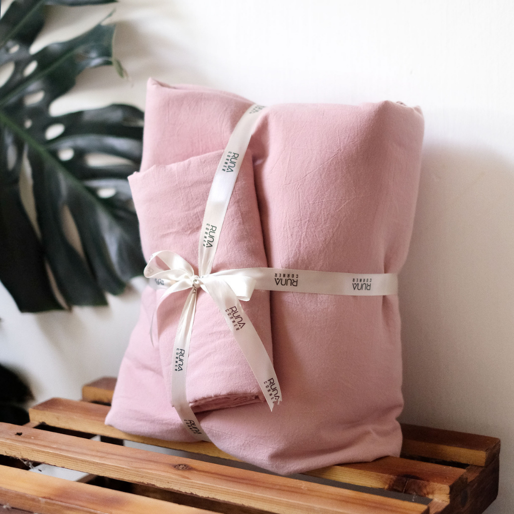 Bộ chăn ga gối Washed Cotton 4 món màu Dusty Pink 9 Bộ chăn ga gối Washed Cotton 4 món màu Dusty Pink - Ảnh 9