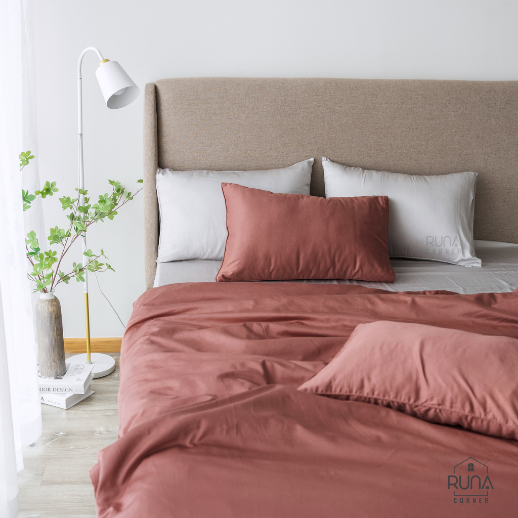 Bộ chăn ga gối Satin 4 món màu Light Coral 2 Bộ chăn ga gối Satin 4 món màu Light Coral - Ảnh 2