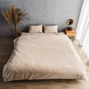 Bộ chăn ga gối Washed Cotton 4 món màu Beige