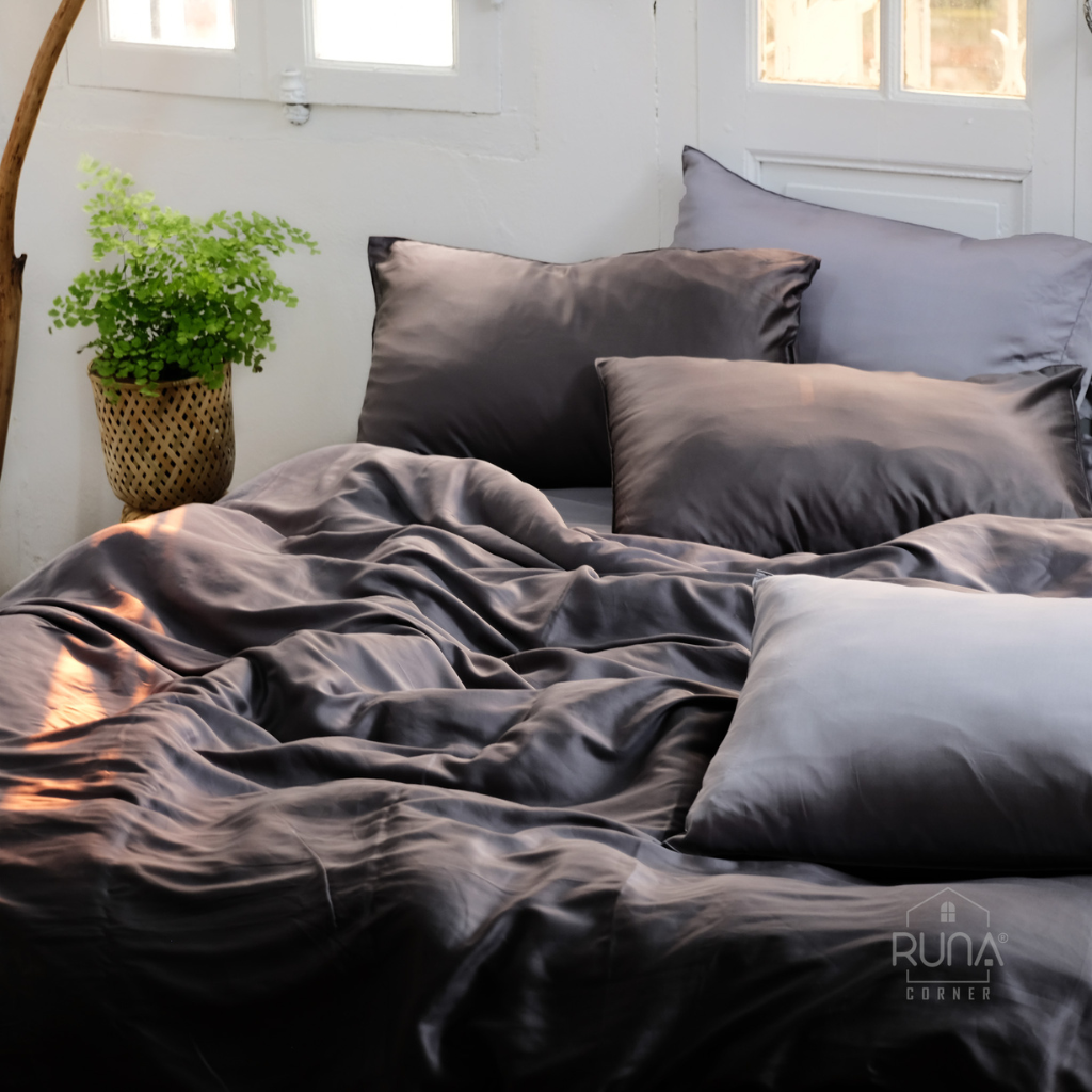 Bộ chăn ga gối Tencel 4 món màu Dark Gray 4 Bộ chăn ga gối Tencel 4 món màu Dark Gray - Ảnh 4