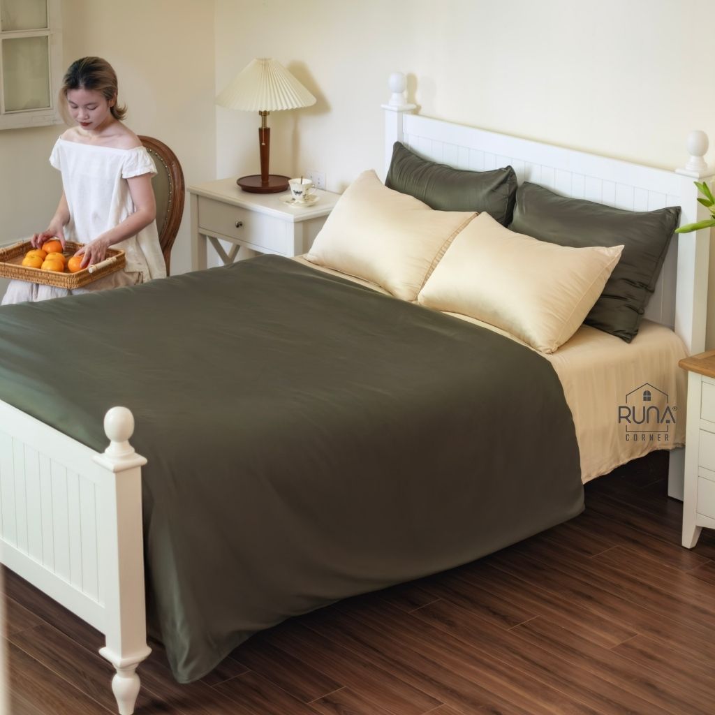 Bộ chăn ga gối Bamboo 4 món màu Olive Green 7 Bộ chăn ga gối Bamboo 4 món màu Olive Green - Ảnh 7