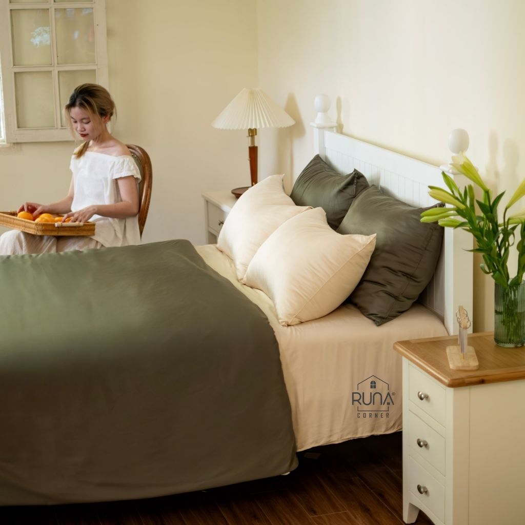 Bộ chăn ga gối Bamboo 4 món màu Olive Green 5 Bộ chăn ga gối Bamboo 4 món màu Olive Green - Ảnh 5