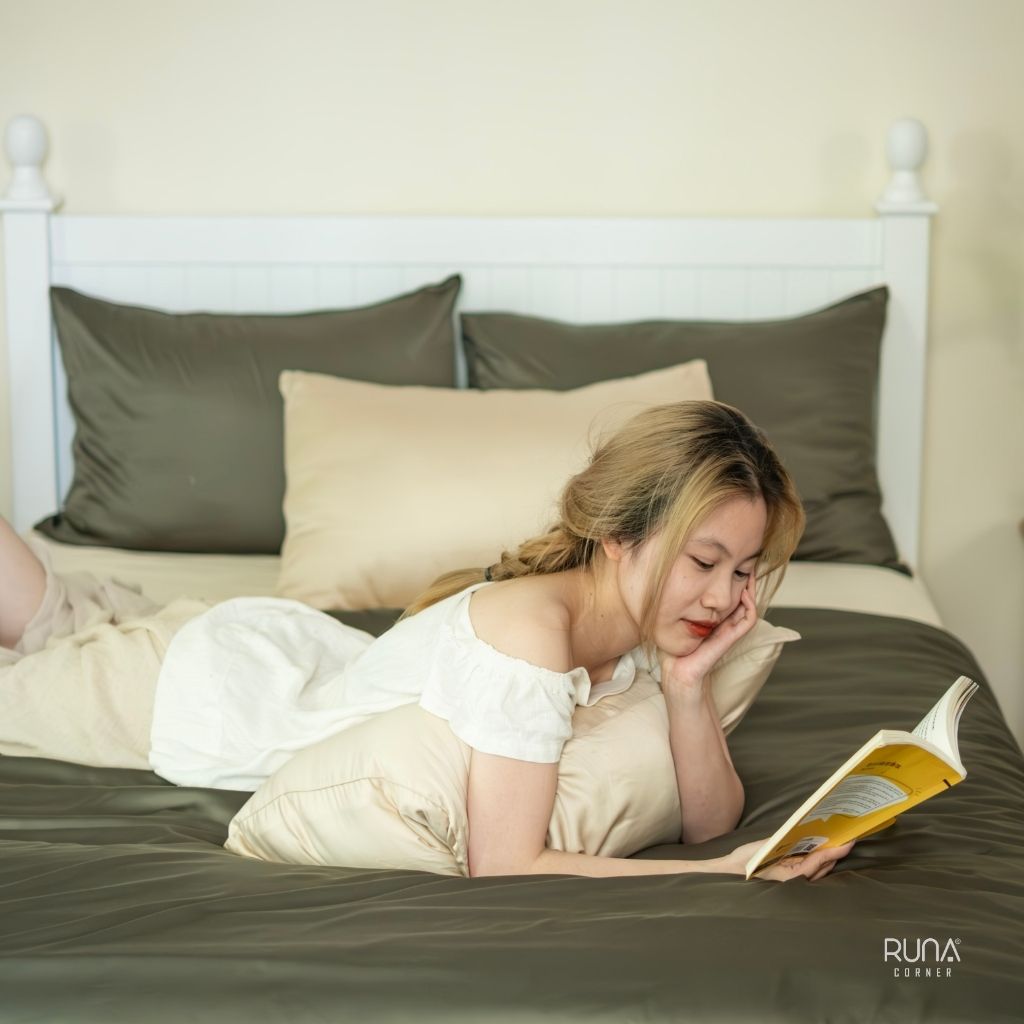 Bộ chăn ga gối Bamboo 4 món màu Olive Green 2 Bộ chăn ga gối Bamboo 4 món màu Olive Green - Ảnh 2