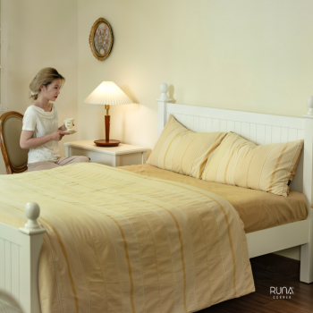 Bộ chăn ga gối 4 món Cotton Jacquard màu vàng J08