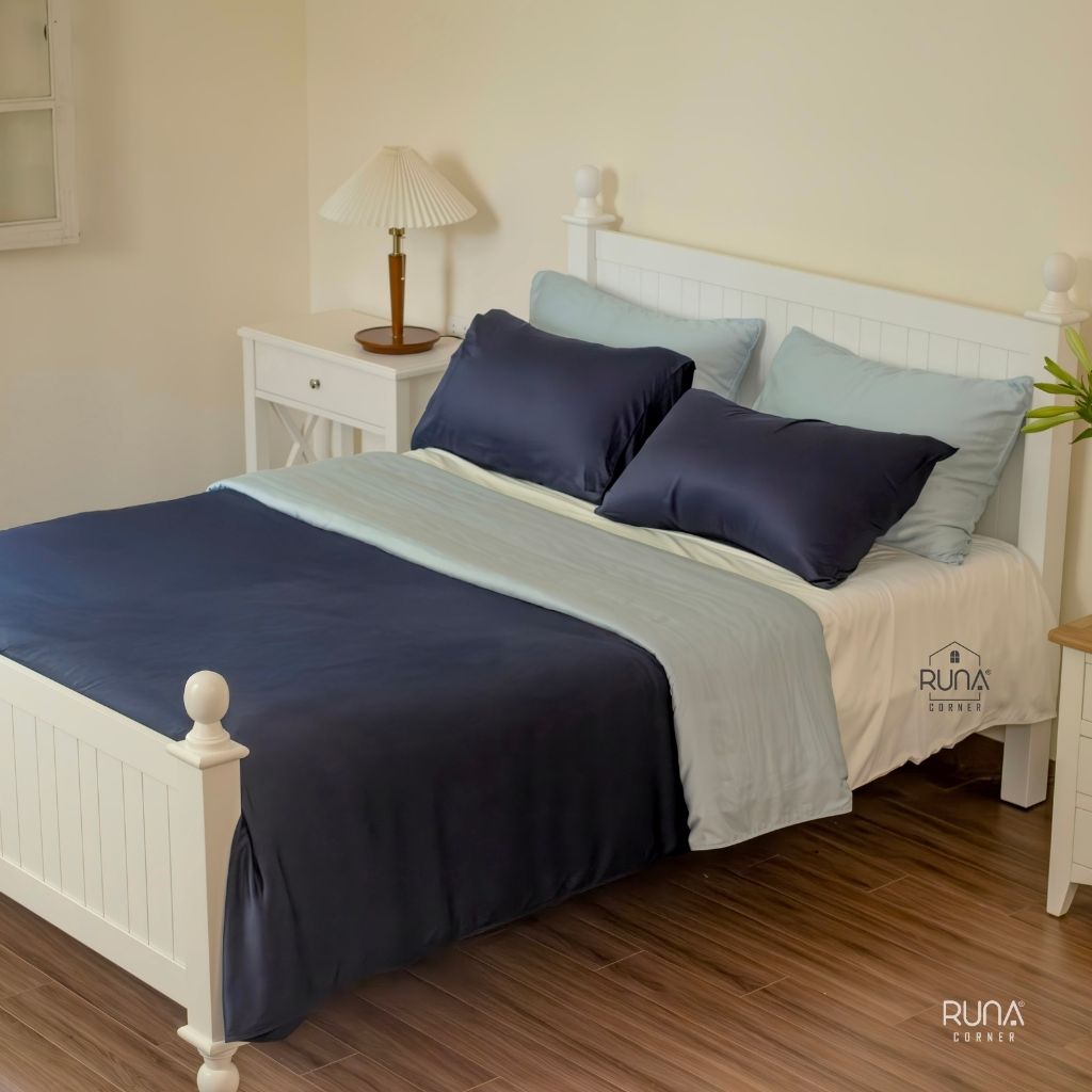 Bộ chăn ga gối Bamboo 4 món màu Navy 5 Bộ chăn ga gối Bamboo 4 món màu Navy - Ảnh 5