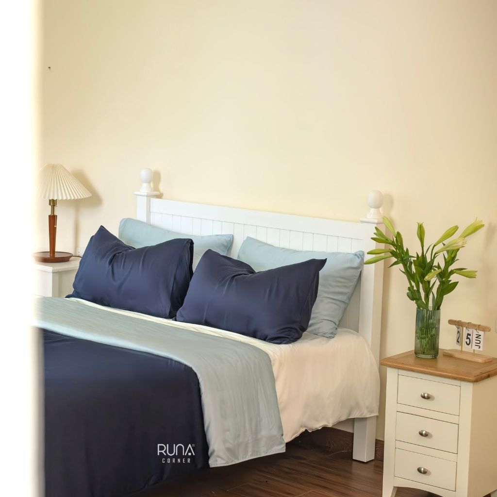 Bộ chăn ga gối Bamboo 4 món màu Navy 4 Bộ chăn ga gối Bamboo 4 món màu Navy - Ảnh 4